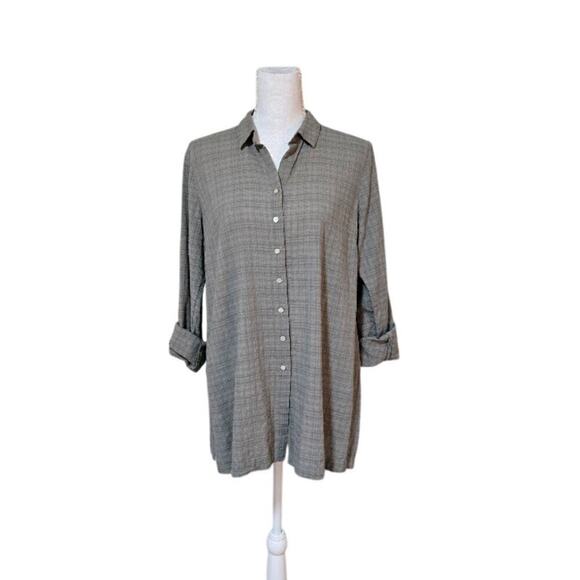 J. Jill Plaid Top Women Size Small Green Oversized Casual Preppy Lagenlook - Picture 4 of 11